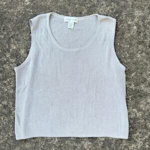 Vintage Casual Corner Gray Ribbed Tank Top Sleeveless Knit XL Minimalist Y2K